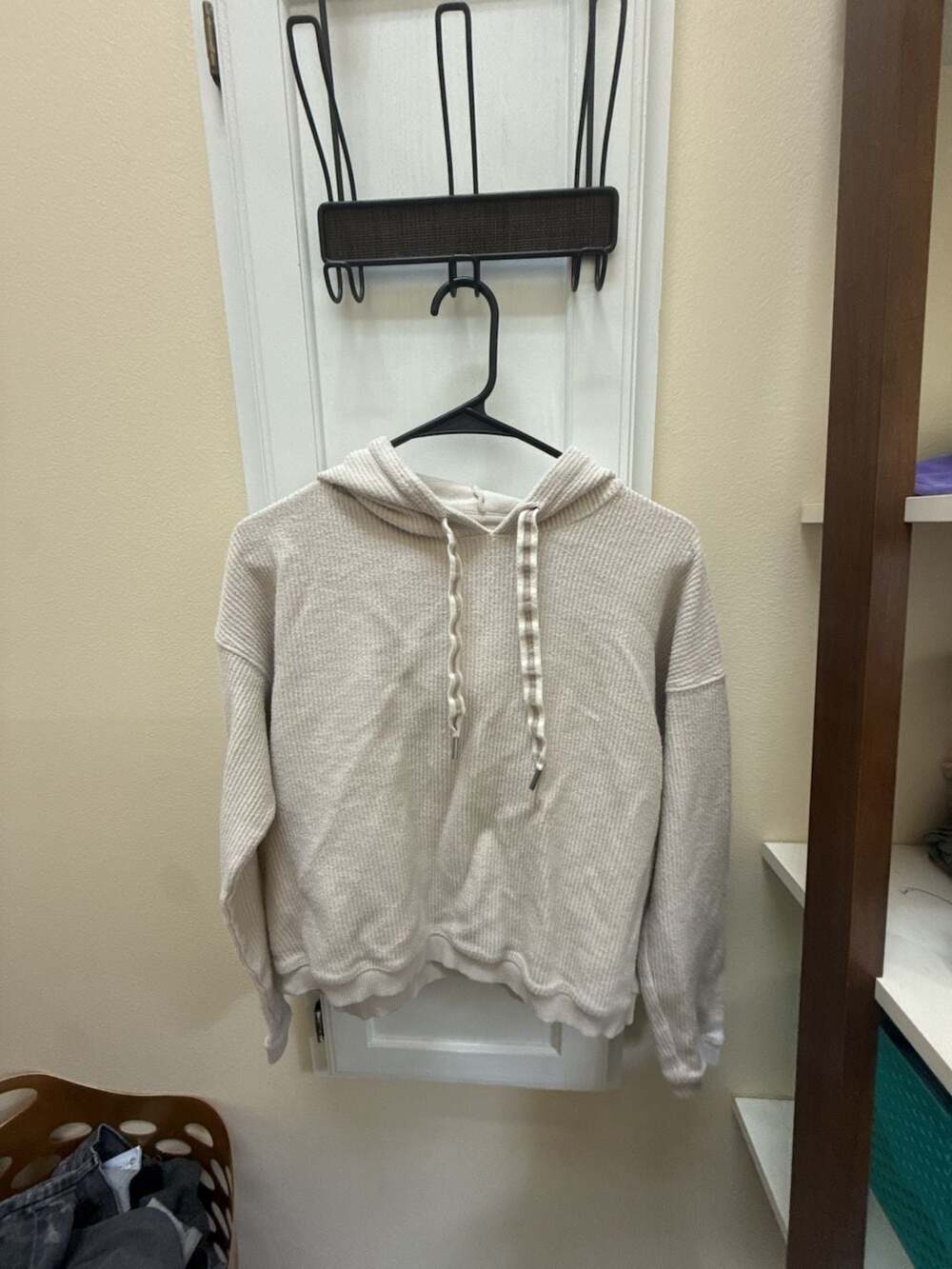 Aerie Waffle Knit Cropped Hoodie Pullover Size S